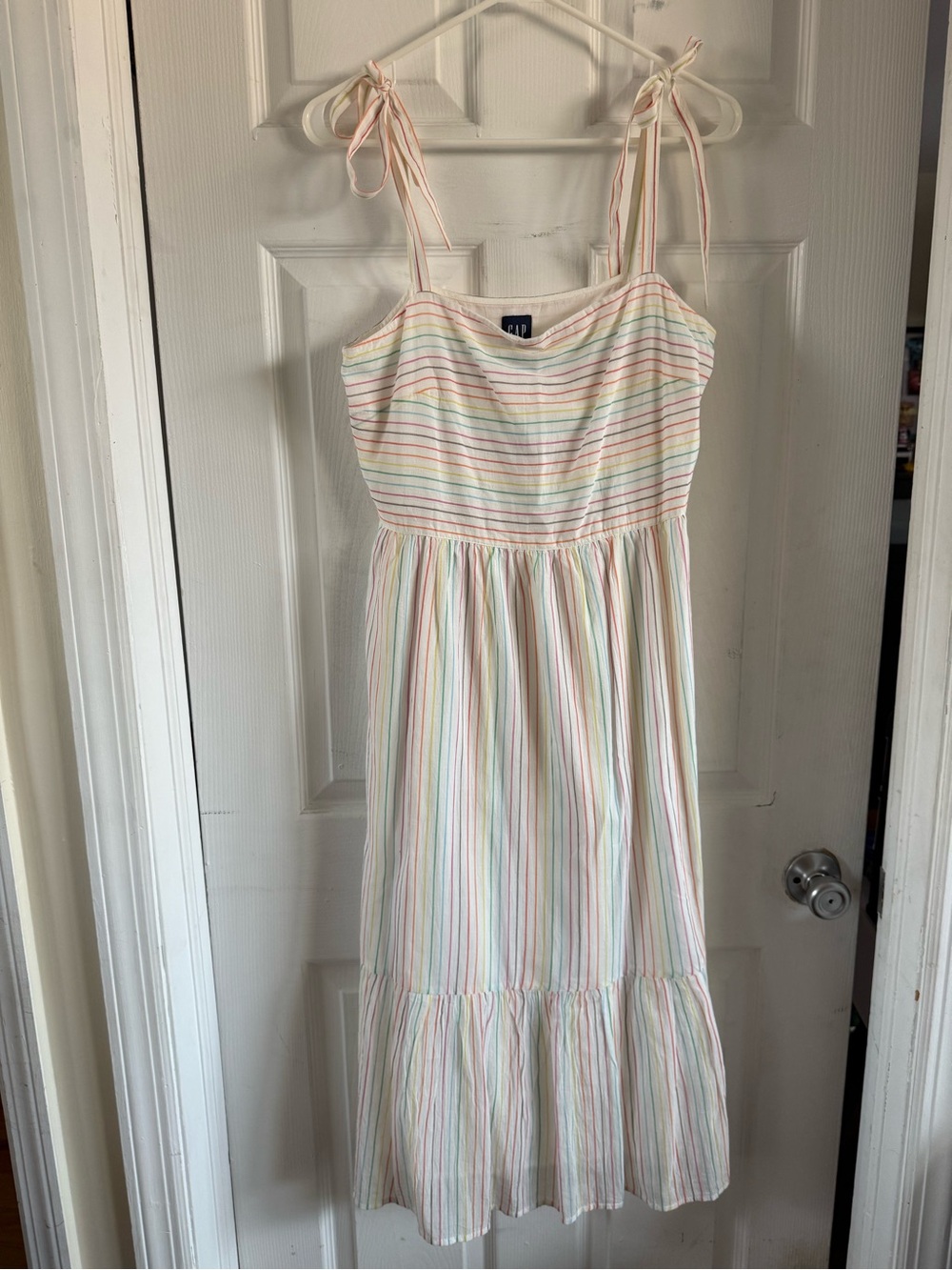 NWT GAP Cream Dress with Pastel Rainbow Stripes